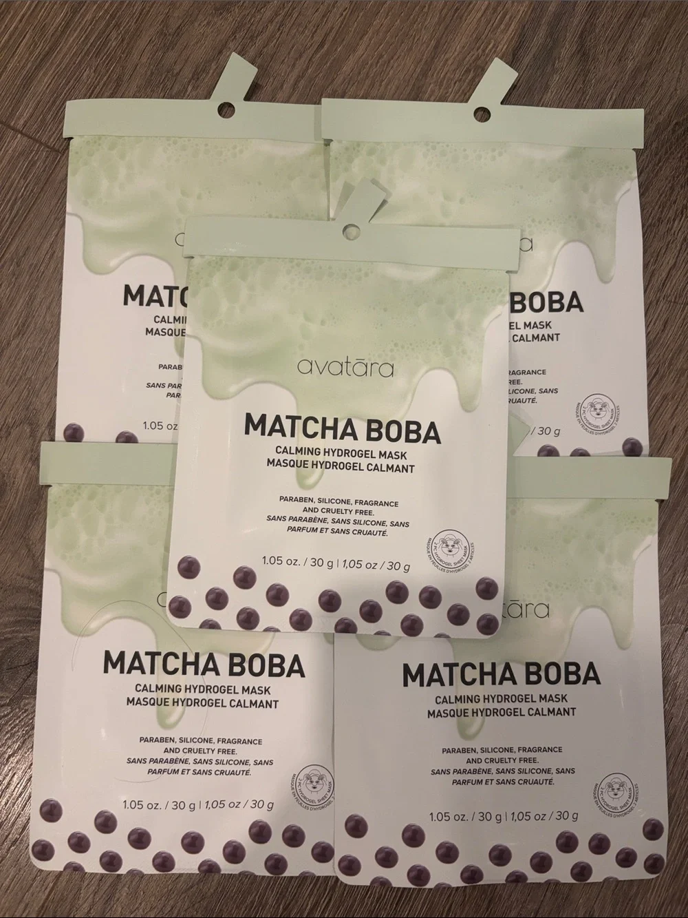 Avatara Matcha Boba calming hydrogel face masks - SET OF 5! beauty skincare